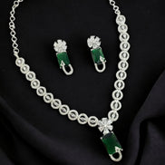 Necklace - American Diamond Stylish Necklace Set - Opal Touch