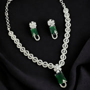 Necklace - American Diamond Stylish Necklace Set - Opal Touch