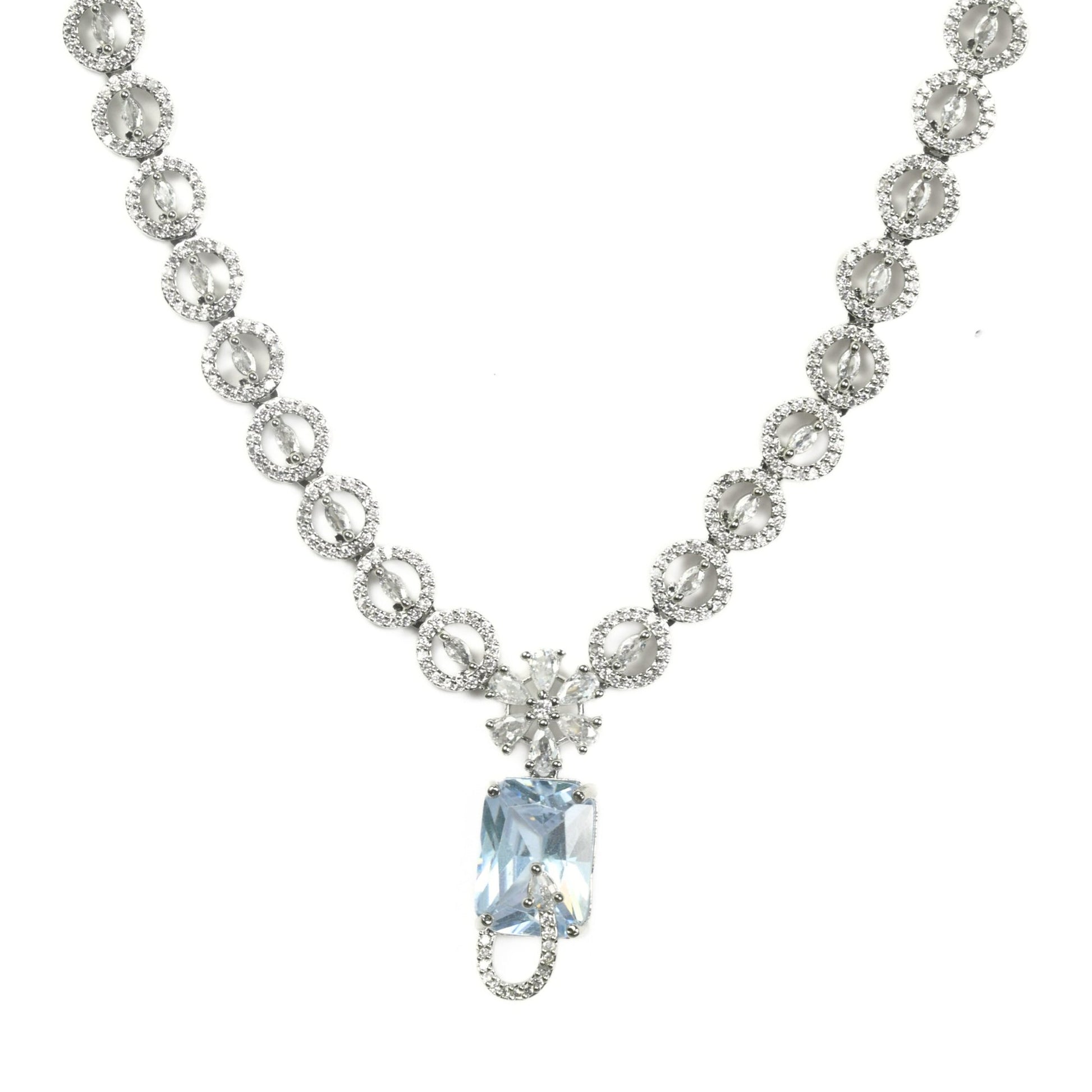 Necklace - American Diamond Stylish Necklace Set - Opal Touch