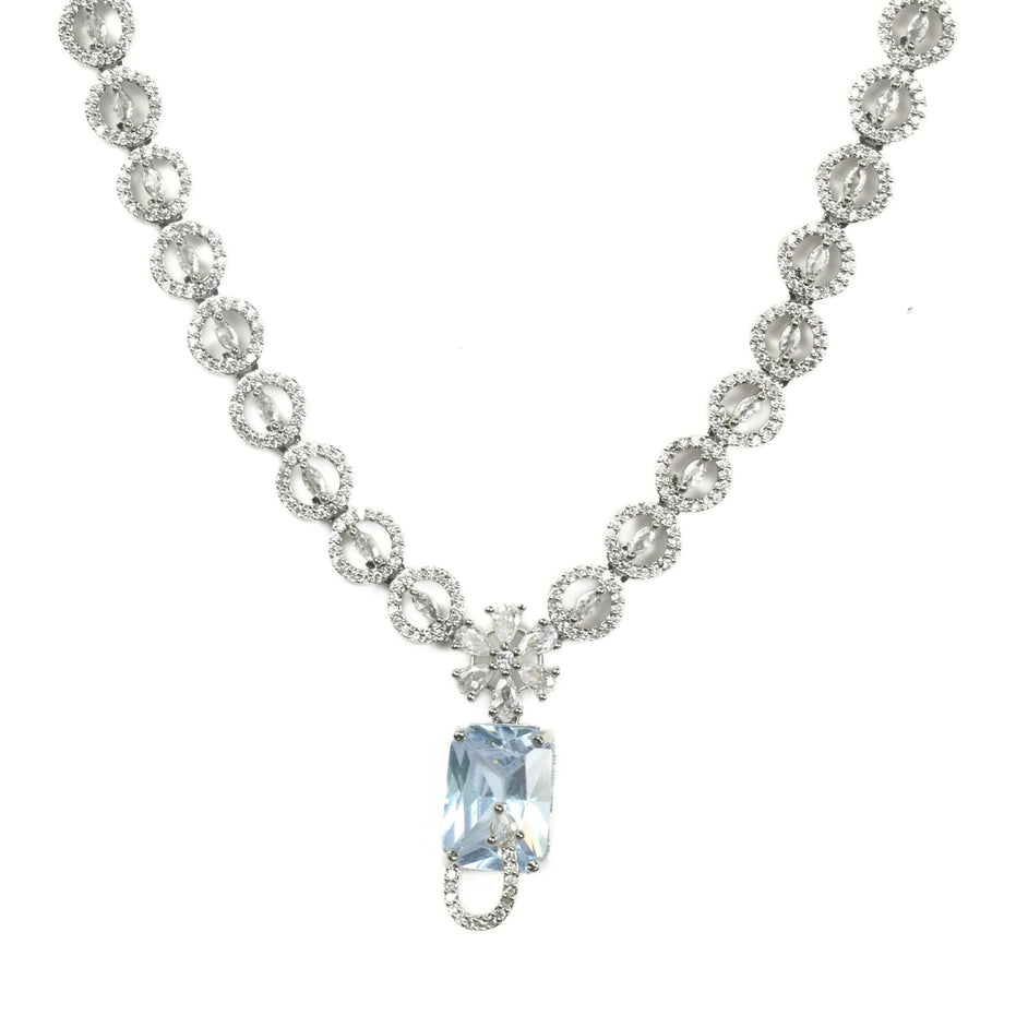 Necklace - American Diamond Stylish Necklace Set - Opal Touch