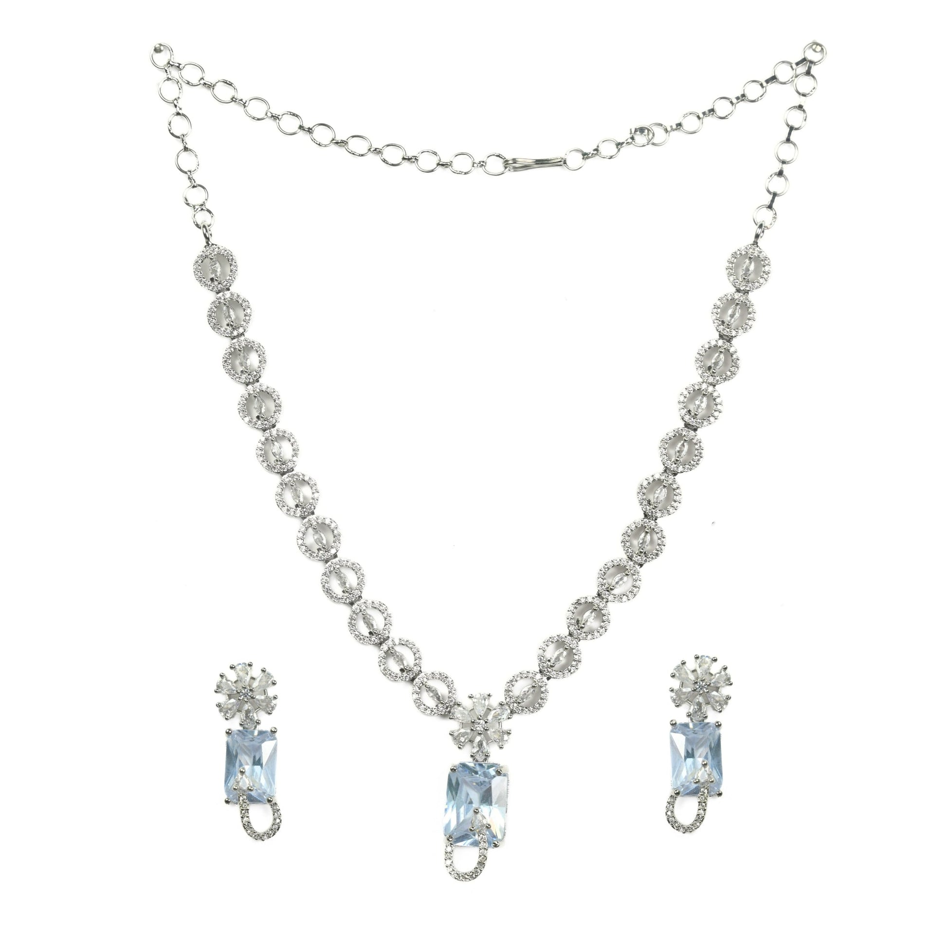 Necklace - American Diamond Stylish Necklace Set - Opal Touch