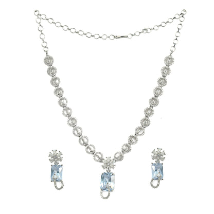 Necklace - American Diamond Stylish Necklace Set - Opal Touch