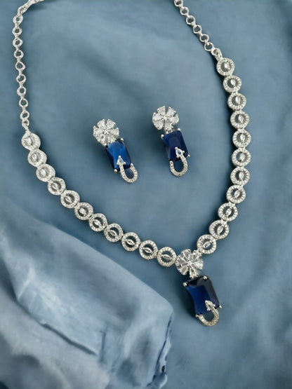 Necklace - American Diamond Stylish Necklace Set - Opal Touch