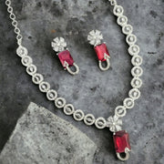 Necklace - American Diamond Stylish Necklace Set - Opal Touch