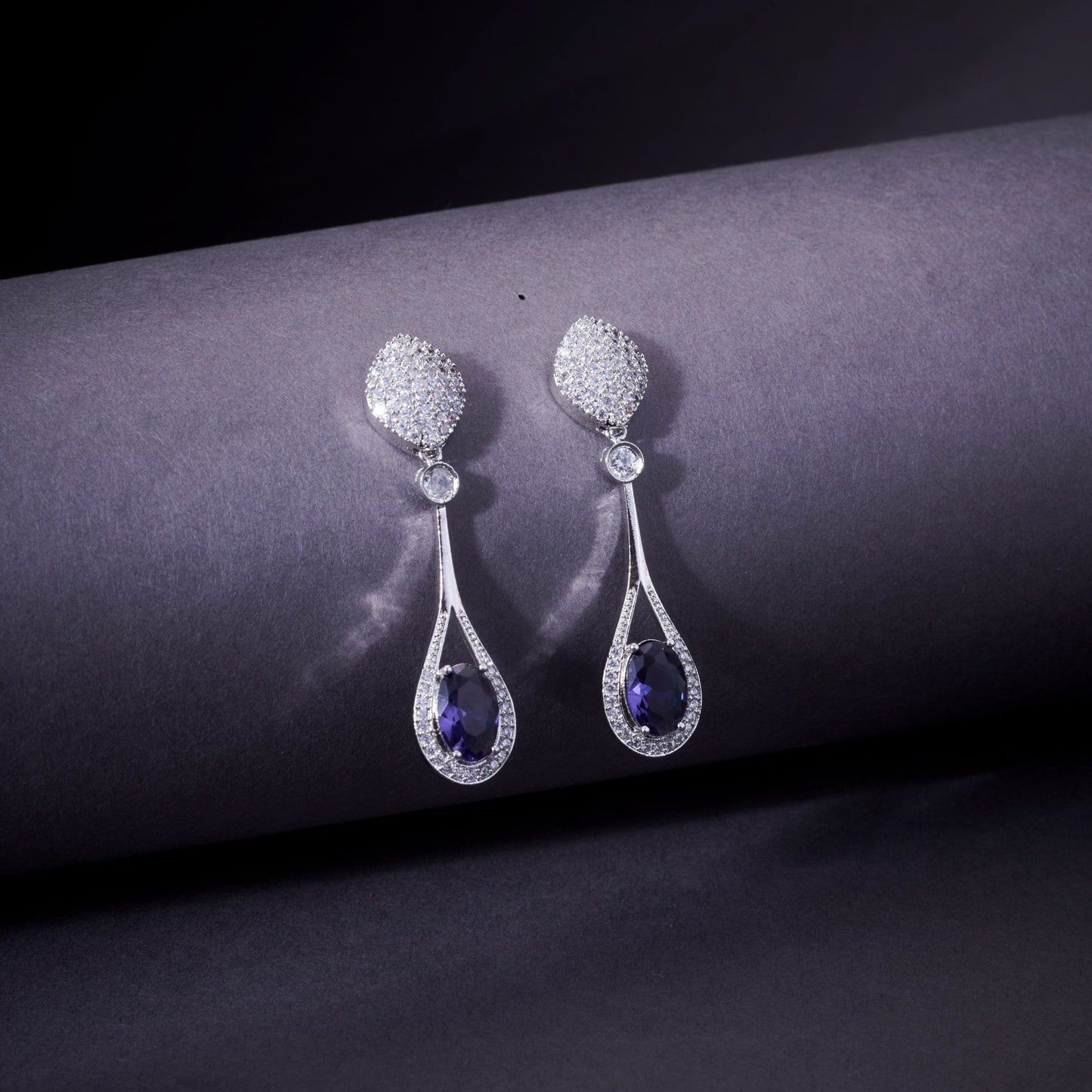 Opal Touch - Amethyst Sparkle Earrings - Earrings