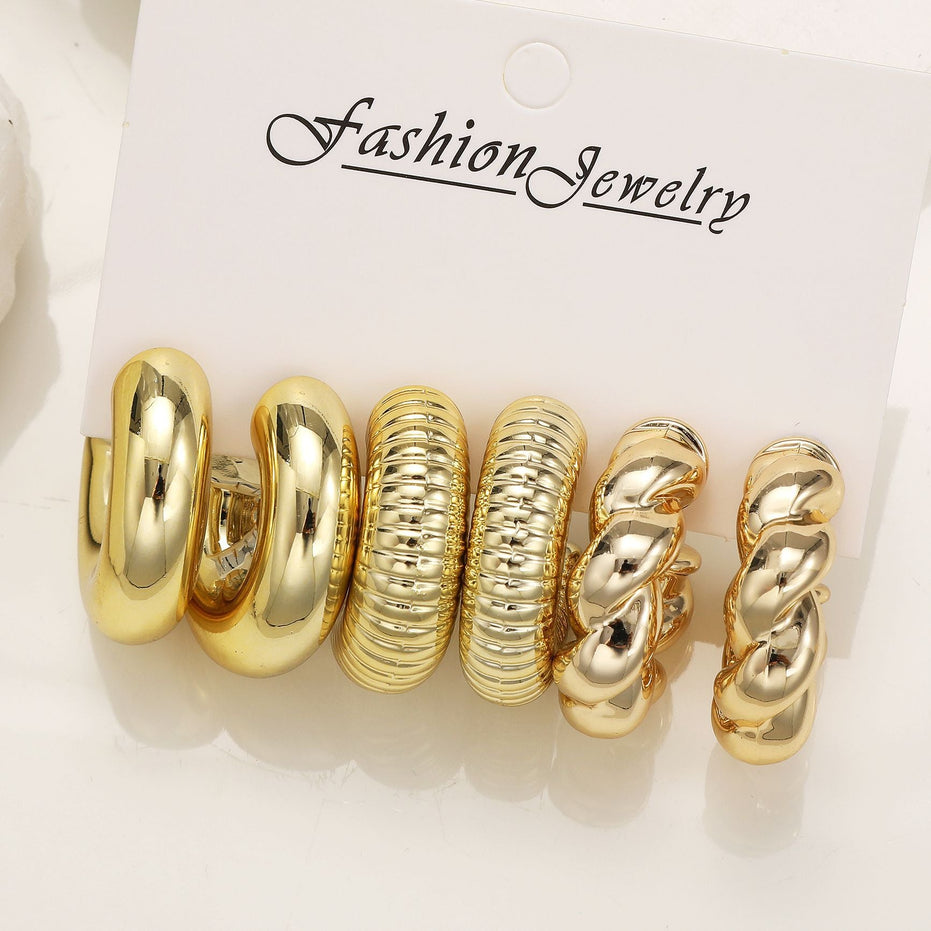 Combo - Anti - Tarnish Half Loop Gold Plated Studs (Pack of 3) - Opal Touch