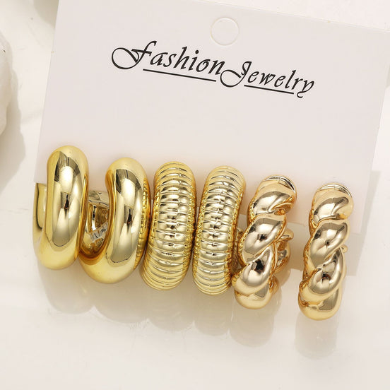 Combo - Anti - Tarnish Half Loop Gold Plated Studs (Pack of 3) - Opal Touch