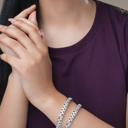 Bangles - Aurora Bind Rhodium Bangles - Opal Touch