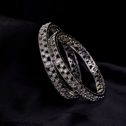 Bangles - Aurora Bind Rhodium Bangles - Opal Touch