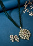 Necklace - Beaded Kundan Pendant Set with Matching Earrings - Opal Touch