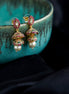 Jhumka - Beautiful 2 Layered Red Gold Plated Jhumka - Opal Touch