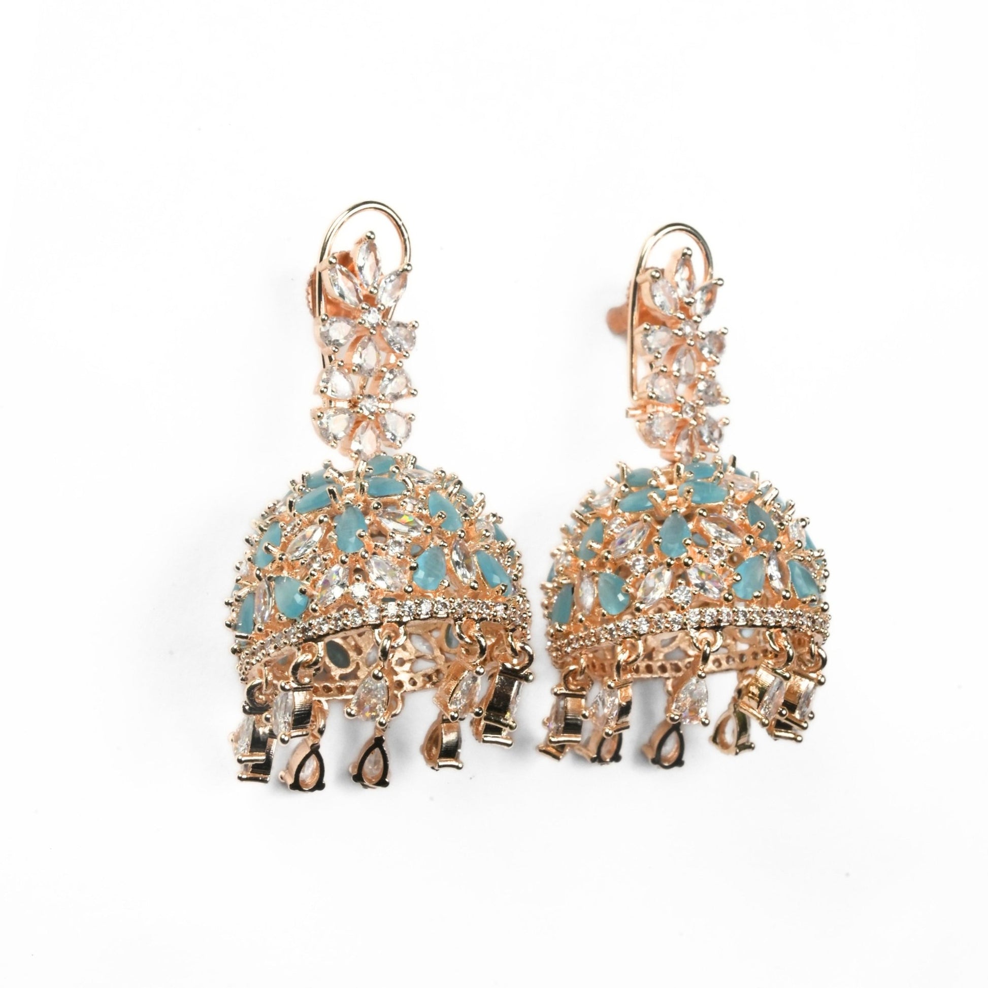 Jhumka - Big American Diamond Rose Gold Jhumka - Opal Touch
