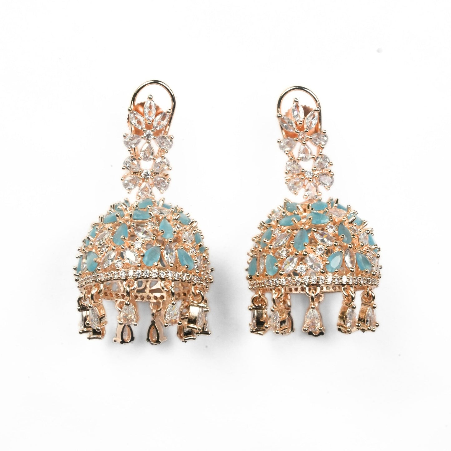 Jhumka - Big American Diamond Rose Gold Jhumka - Opal Touch