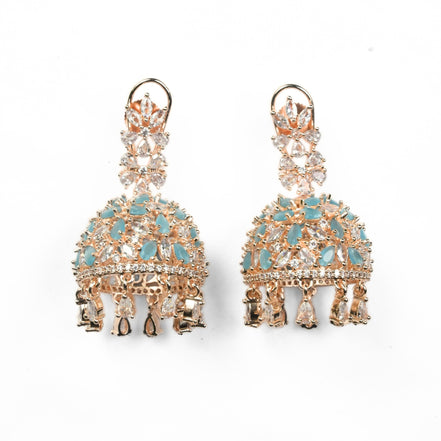 Jhumka - Big American Diamond Rose Gold Jhumka - Opal Touch