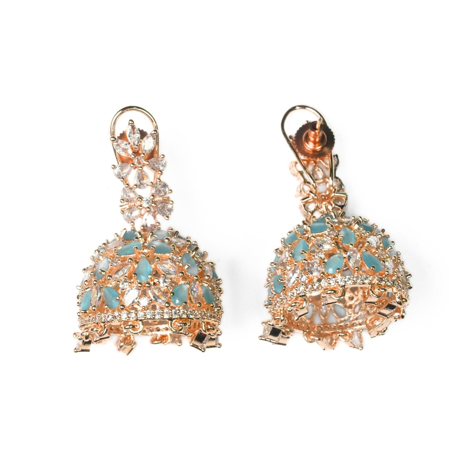 Jhumka - Big American Diamond Rose Gold Jhumka - Opal Touch