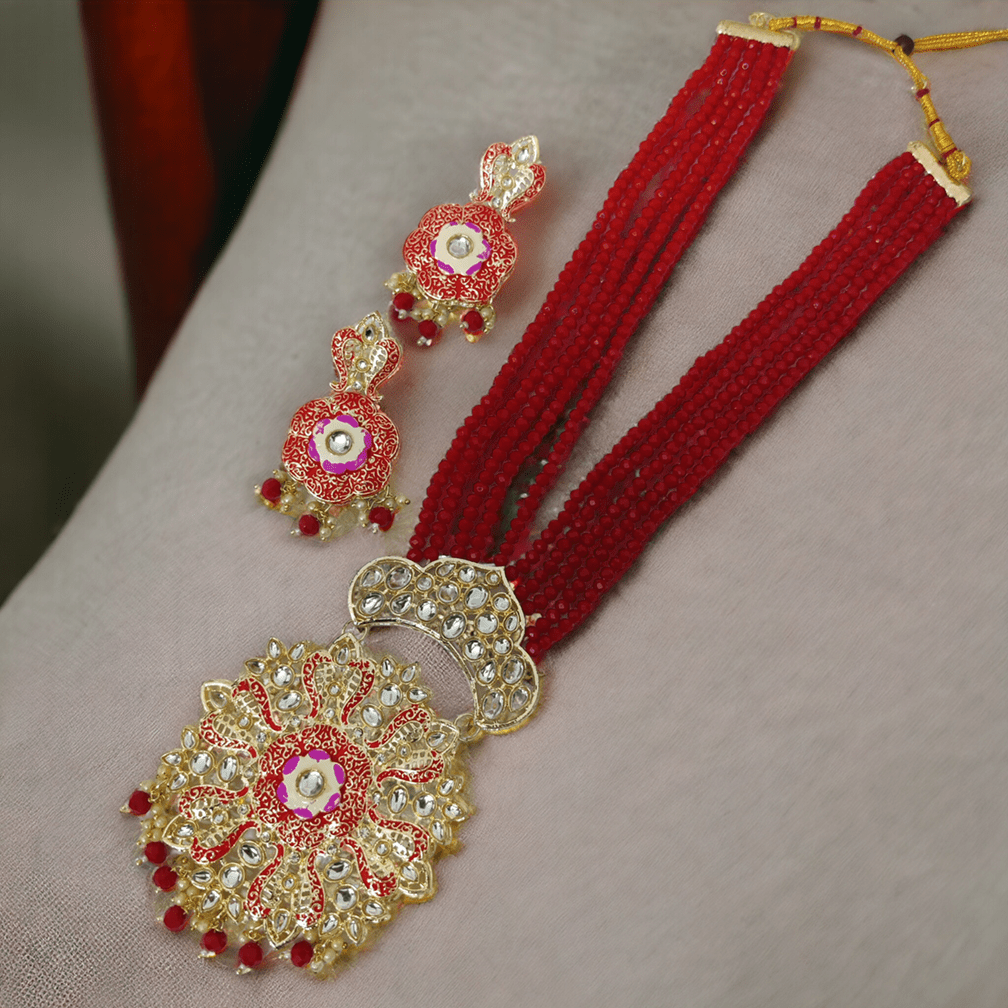 Opal Touch - Big Pendant Moti Mala - Necklace