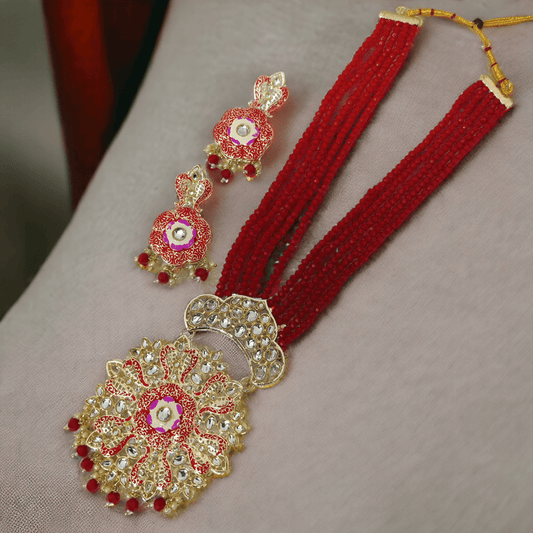 Opal Touch - Big Pendant Moti Mala - Necklace