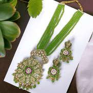 Opal Touch - Big Pendant Moti Mala - Necklace