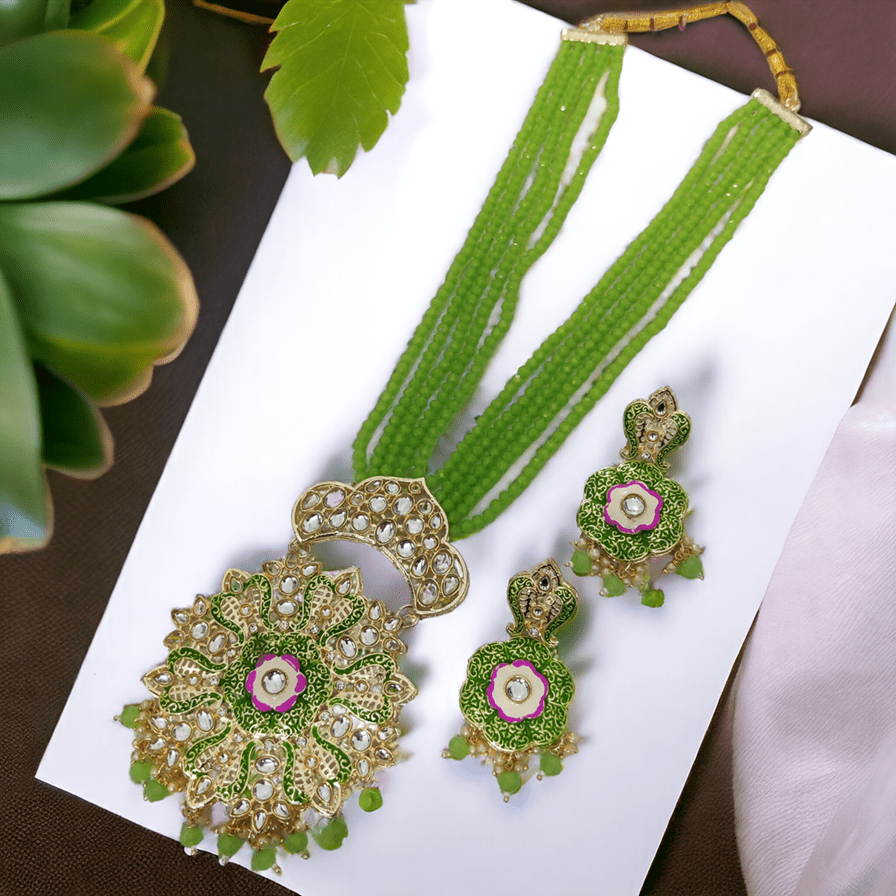 Opal Touch - Big Pendant Moti Mala - Necklace