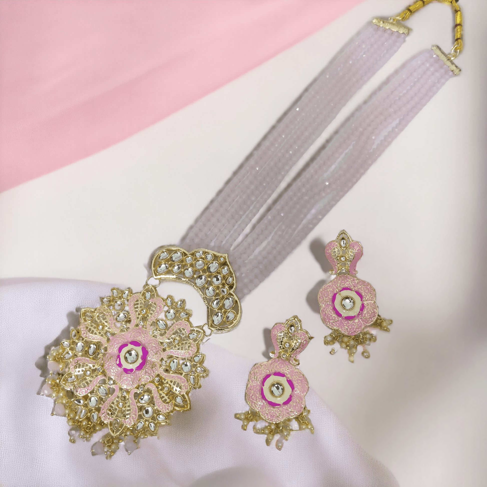 Opal Touch - Big Pendant Moti Mala - Necklace