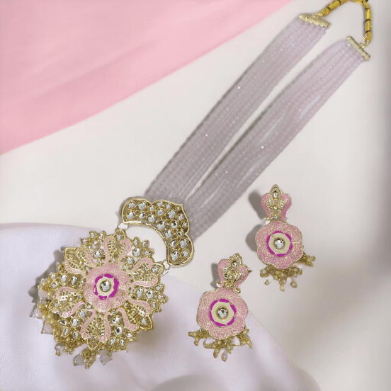 Opal Touch - Big Pendant Moti Mala - Necklace