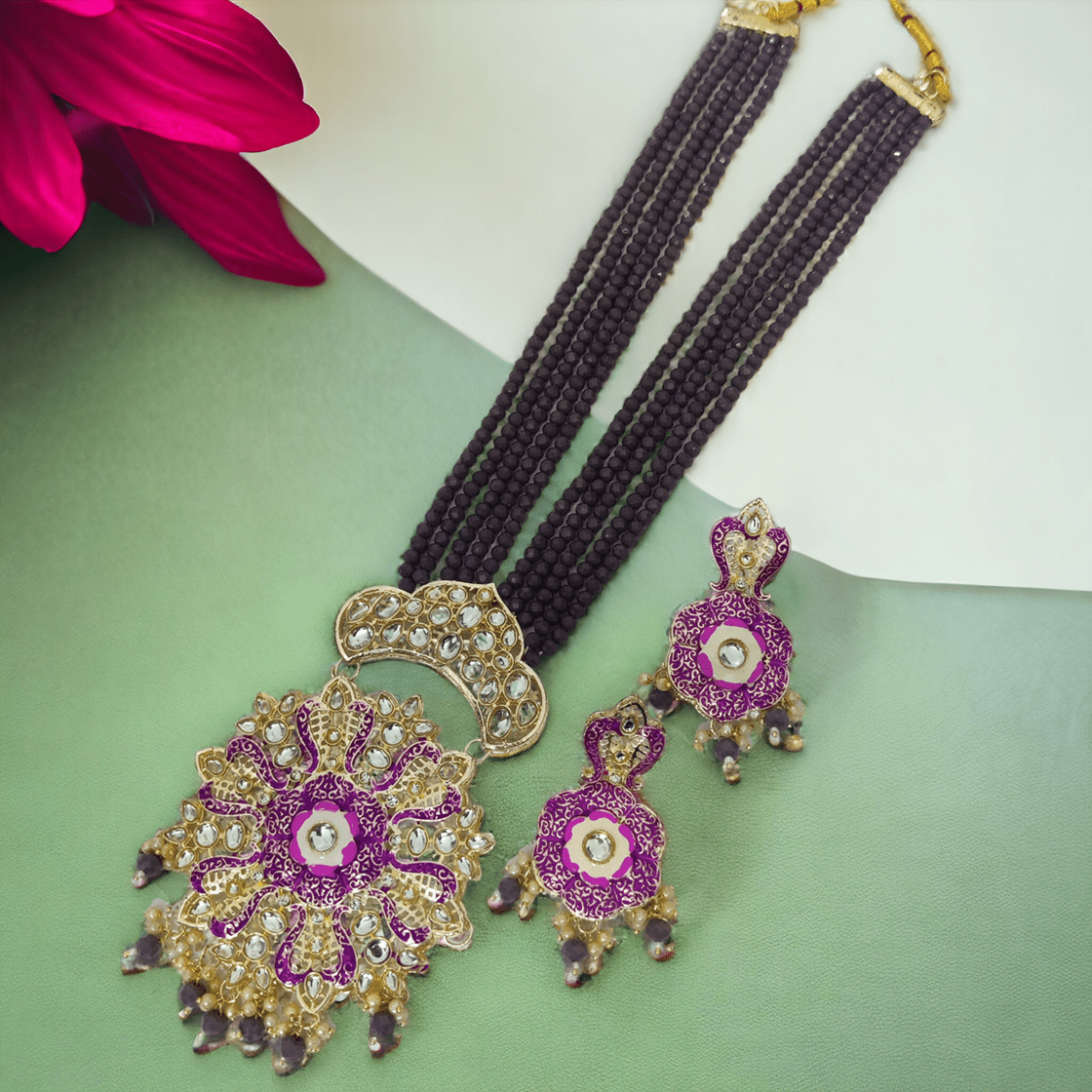 Opal Touch - Big Pendant Moti Mala - Necklace