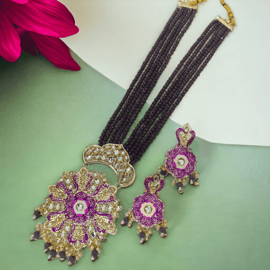 Opal Touch - Big Pendant Moti Mala - Necklace