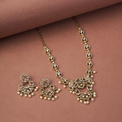 Necklace - Bird Enchanted Mehendi Plated Necklace Set - Opal Touch