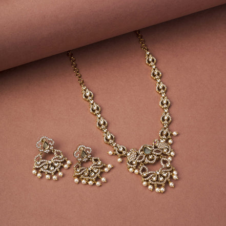 Necklace - Bird Enchanted Mehendi Plated Necklace Set - Opal Touch
