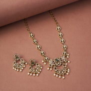 Necklace - Bird Enchanted Mehendi Plated Necklace Set - Opal Touch