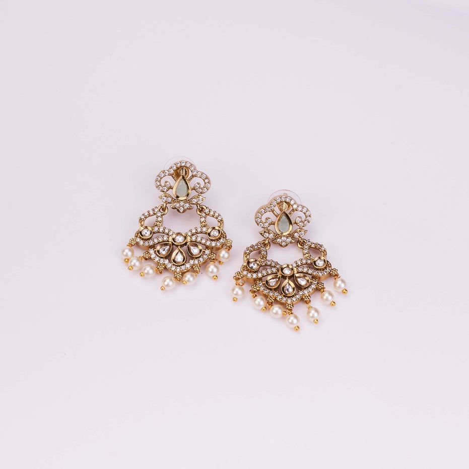 Necklace - Bird Enchanted Mehendi Plated Necklace Set - Opal Touch