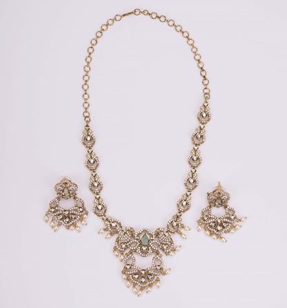 Necklace - Bird Enchanted Mehendi Plated Necklace Set - Opal Touch