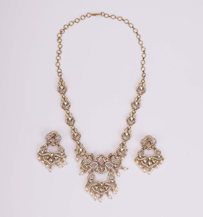 Necklace - Bird Enchanted Mehendi Plated Necklace Set - Opal Touch