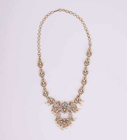 Necklace - Bird Enchanted Mehendi Plated Necklace Set - Opal Touch