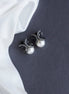 Studs - Black Plated Infinity Pearl Studs - Opal Touch