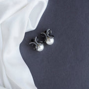 Studs - Black Plated Infinity Pearl Studs - Opal Touch