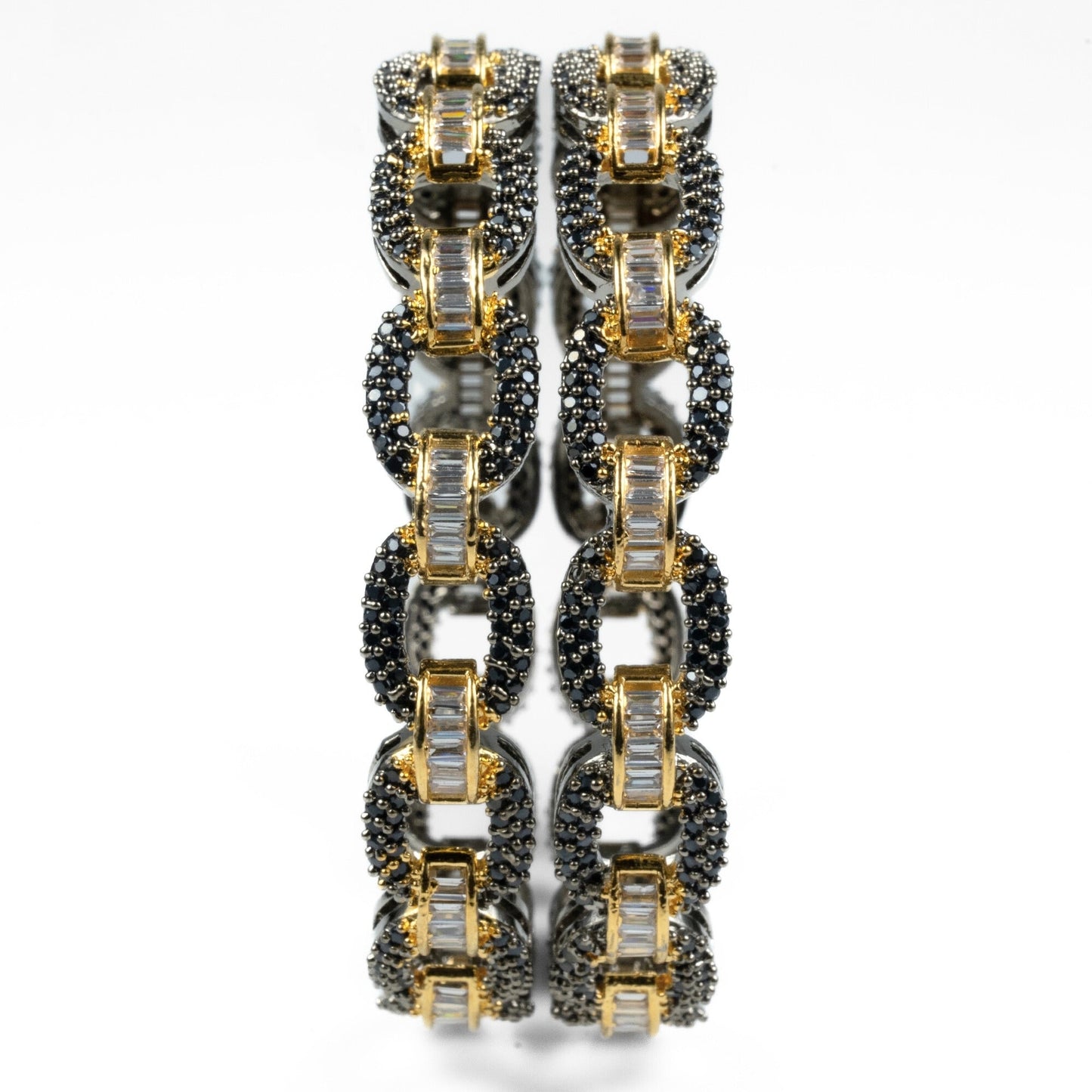 Black Plated Oval Loop Bangles (Pack of 2) - Opal Touch