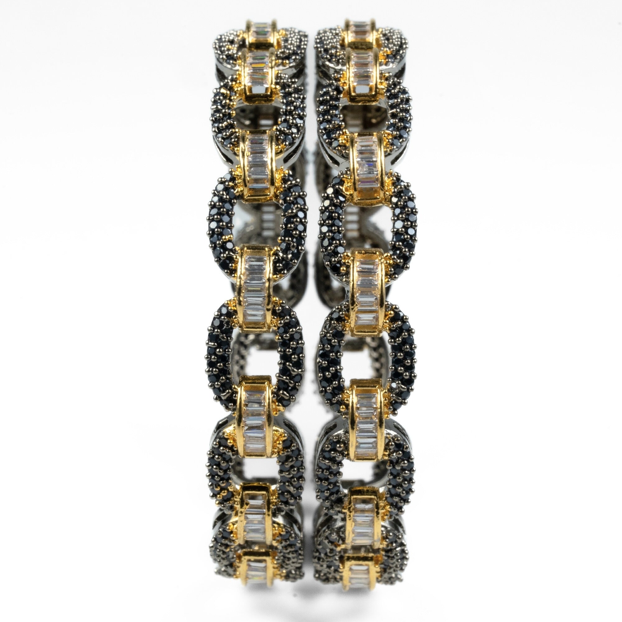 Black Plated Oval Loop Bangles (Pack of 2) - Opal Touch