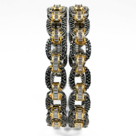 Black Plated Oval Loop Bangles (Pack of 2) - Opal Touch
