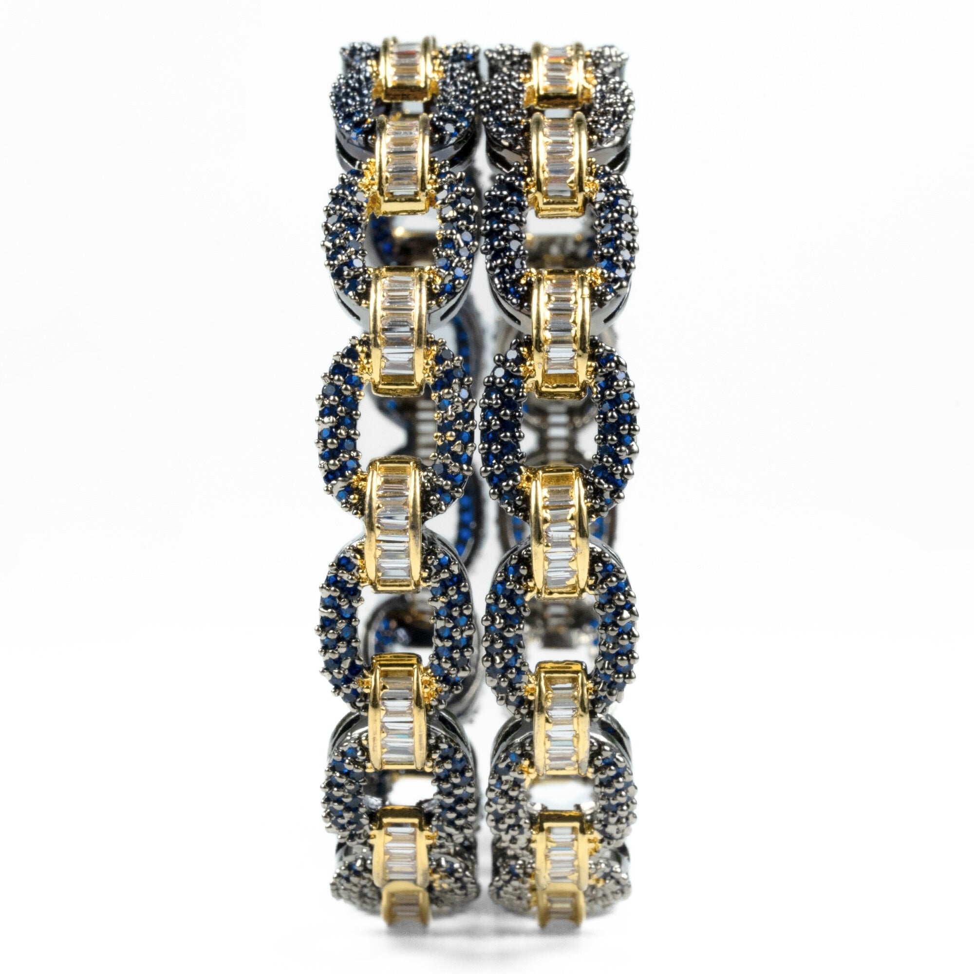 Black Plated Oval Loop Bangles (Pack of 2) - Opal Touch