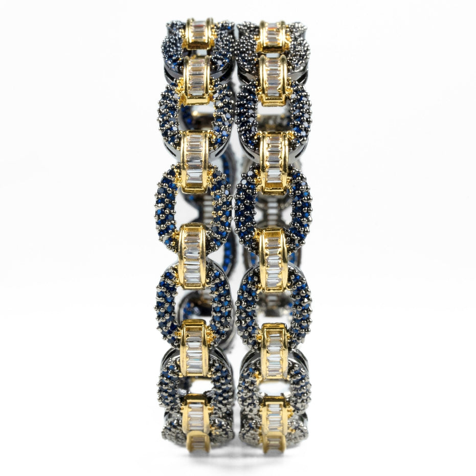 Black Plated Oval Loop Bangles (Pack of 2) - Opal Touch