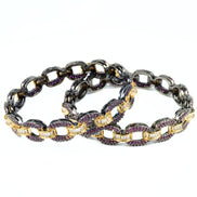 Black Plated Oval Loop Bangles (Pack of 2) - Opal Touch