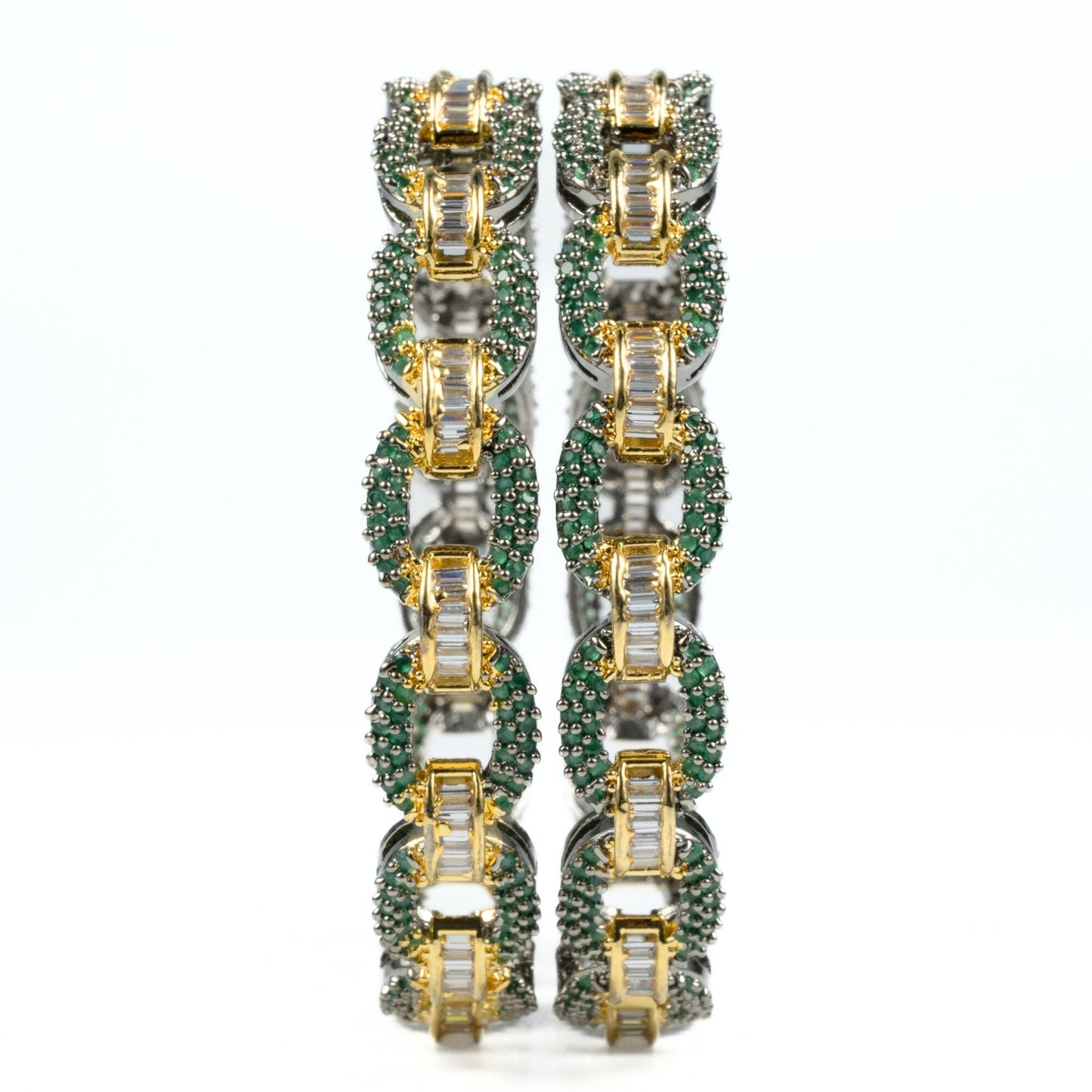 Black Plated Oval Loop Bangles (Pack of 2) - Opal Touch