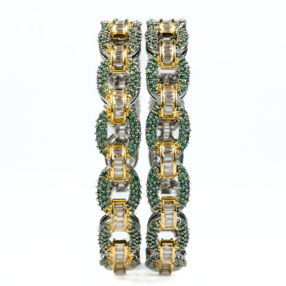 Black Plated Oval Loop Bangles (Pack of 2) - Opal Touch