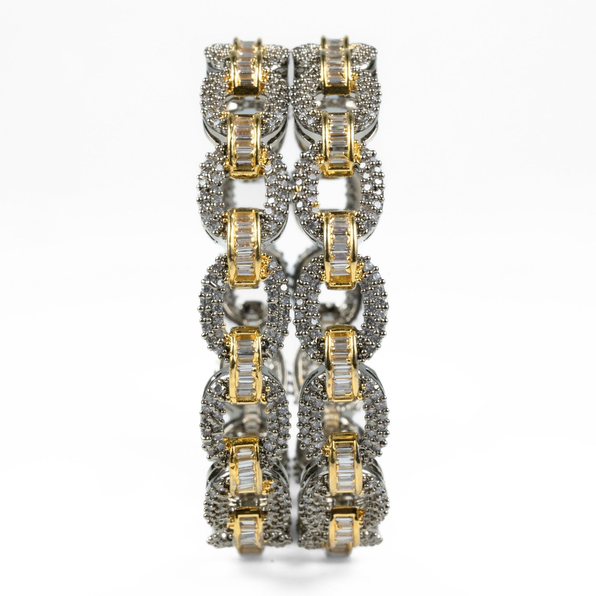 Black Plated Oval Loop Bangles (Pack of 2) - Opal Touch