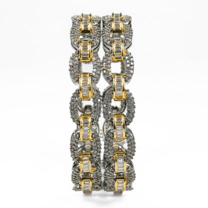 Black Plated Oval Loop Bangles (Pack of 2) - Opal Touch