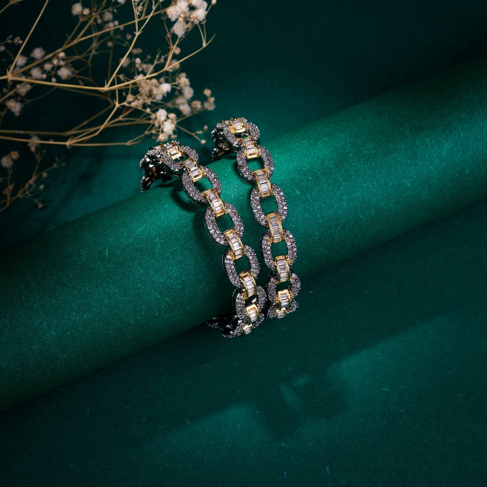 Opal Touch - Black Plated Oval Loop Bangles (Pack of 2) - Bangles