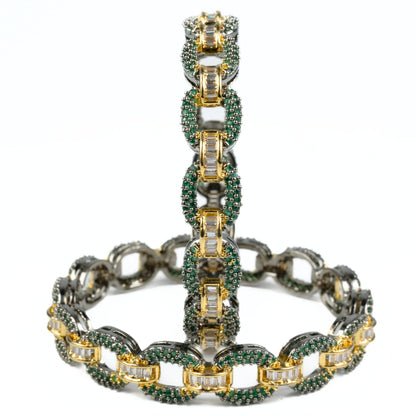 Black Plated Oval Loop Bangles (Pack of 2) - Opal Touch