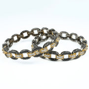 Black Plated Oval Loop Bangles (Pack of 2) - Opal Touch