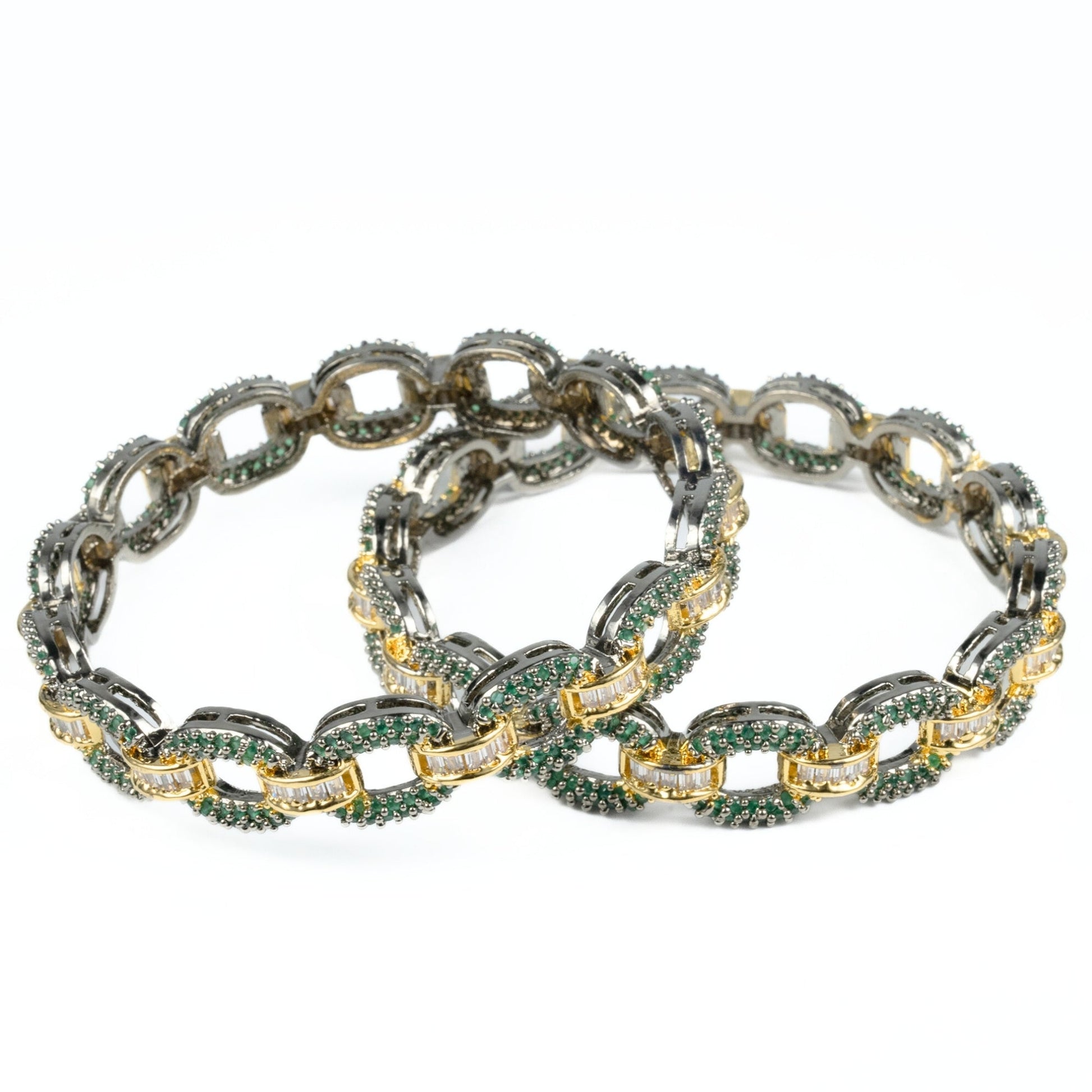 Black Plated Oval Loop Bangles (Pack of 2) - Opal Touch